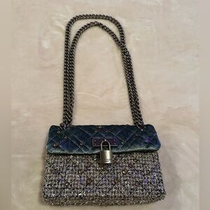 Kurt Geiger Brixton velvet tweed rhinestone bag